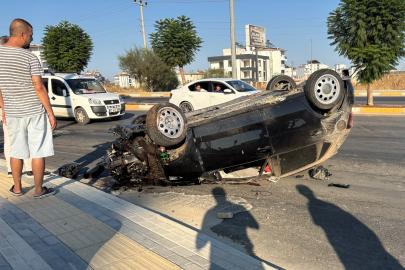 Refüje çarpan otomobil takla attı: 2 yaralı